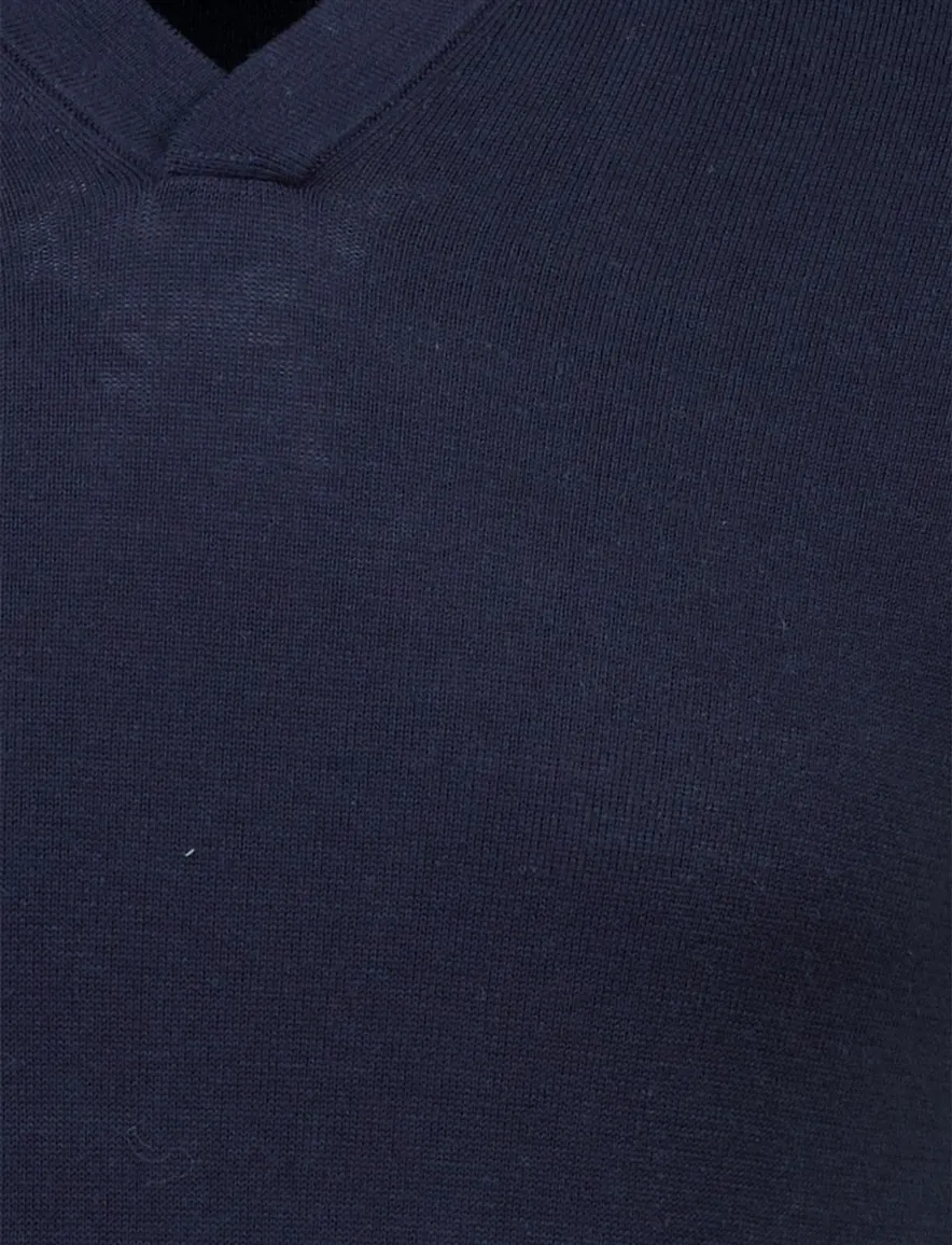 Navy polo Born with Appetite v-hals met boord