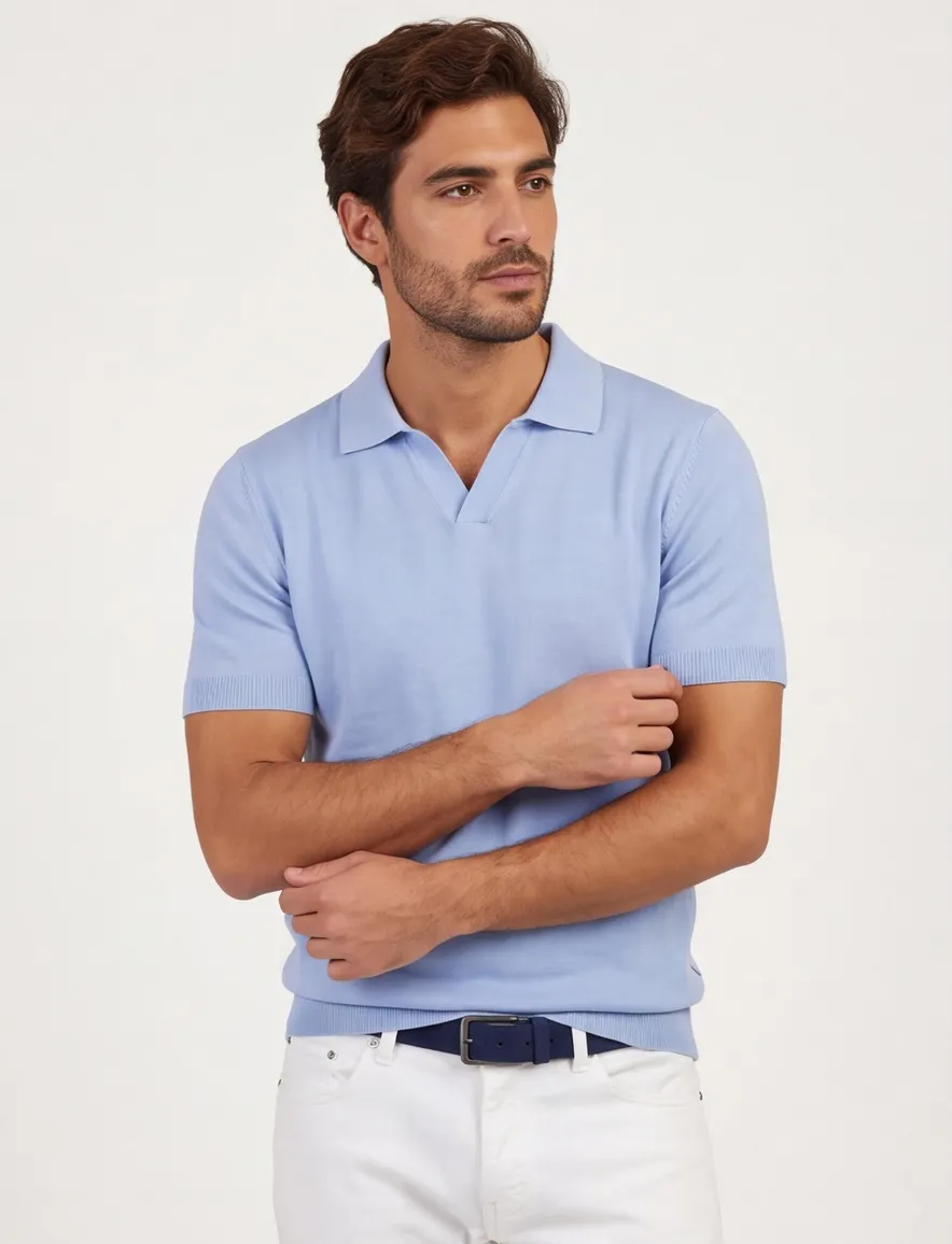 Born with Appetite poloshirt lichtblauw Shiwn