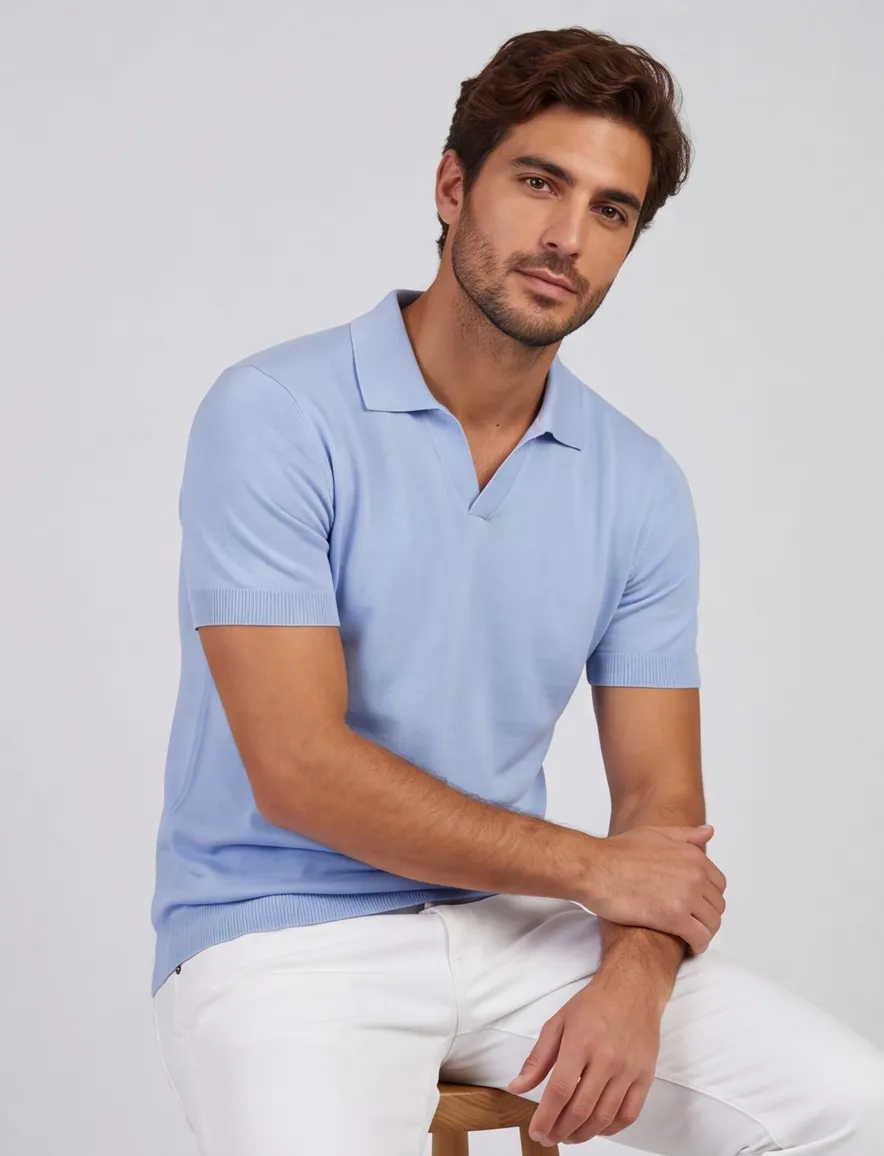 Born with Appetite poloshirt lichtblauw Shiwn