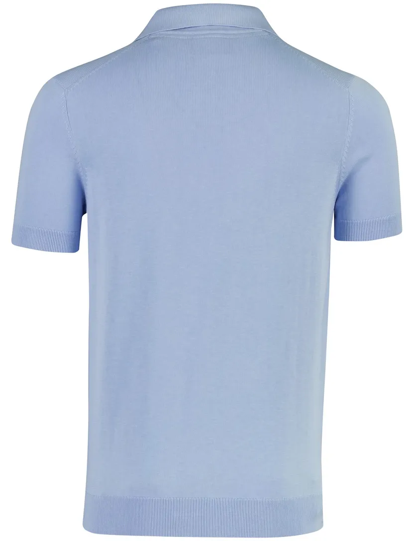 Poloshirt Born with Appetite lichtblauw korte mouw v-hals slim fit