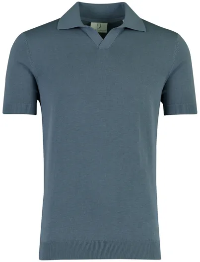 Born With Appetite Blauw polo Born with Appetite v-hals lange mouw