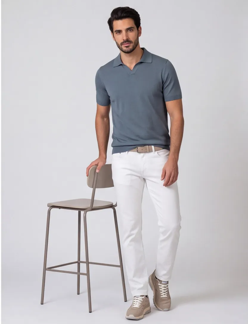 Poloshirt Born with Appetite Shiwn blauw v-hals