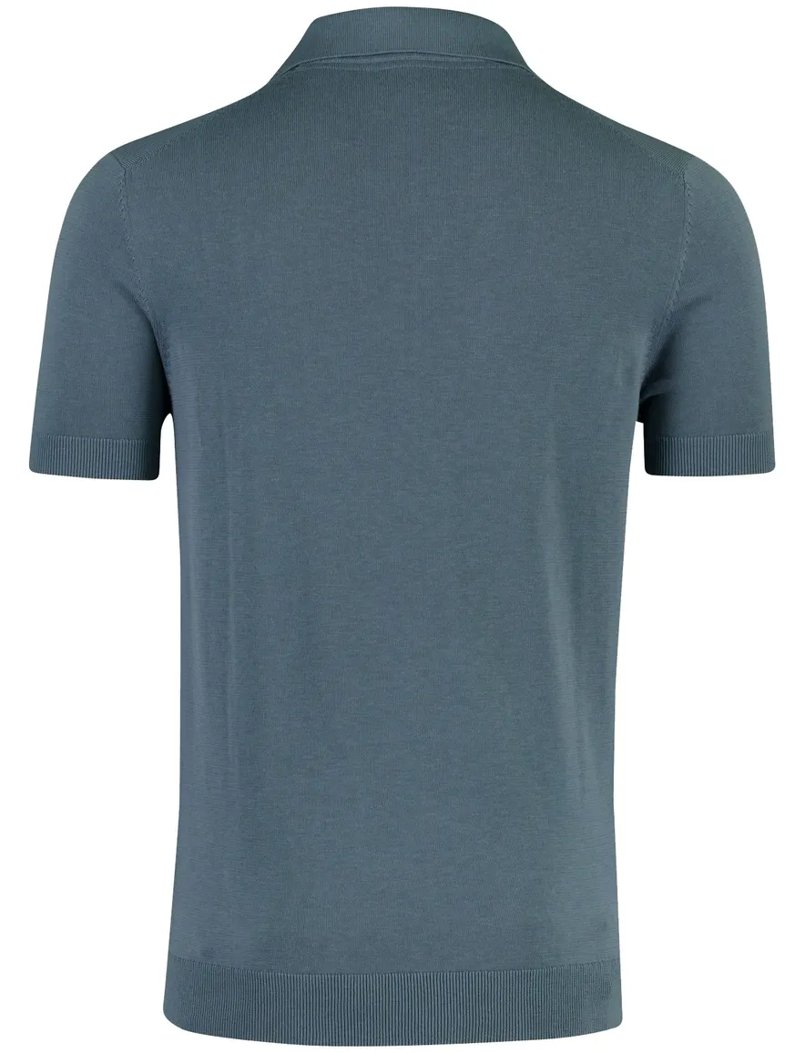 Blauw polo Born with Appetite v-hals lange mouw