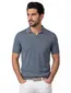 Blauw polo Born with Appetite v-hals lange mouw