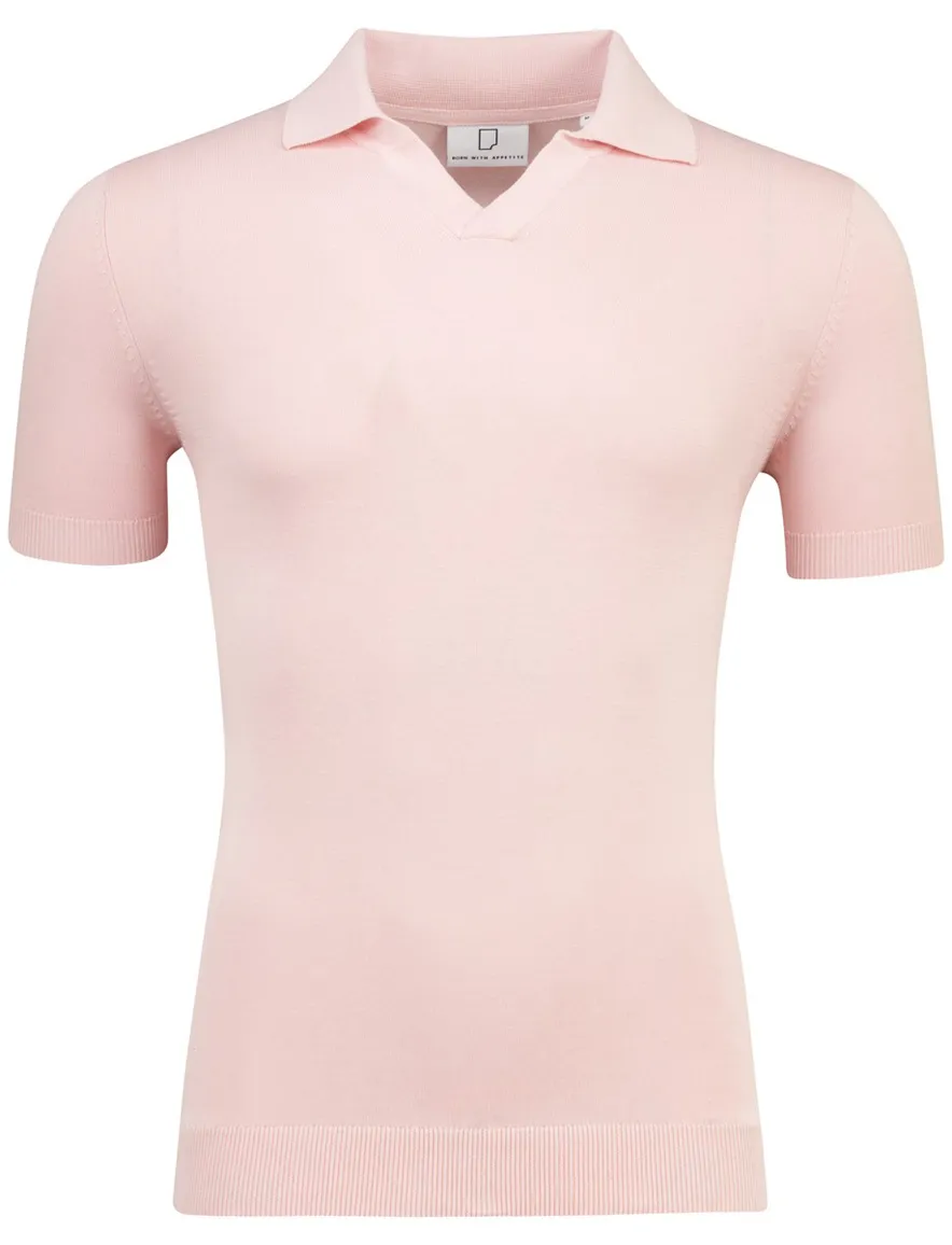 Born with Appetite shiwn knitted poloshirt roze