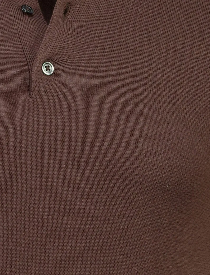 Born with Appetite wolf knitted poloshirt bruin