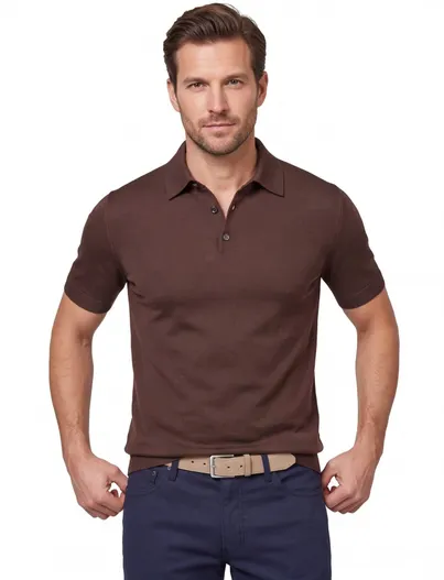 Born With Appetite Bruine polo Born with Appetite 3 knoops met boord