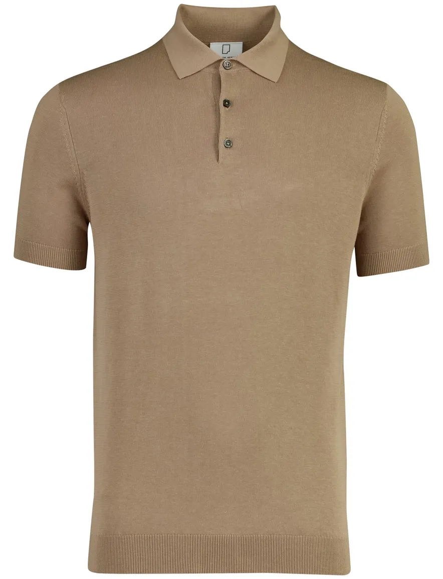 Polo bruin knitted Born with Appetite Wolf 3-knoops korte mouw