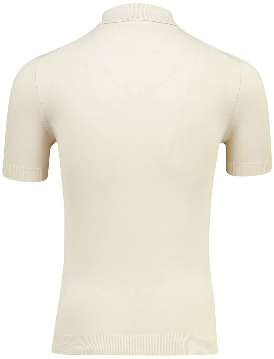 Born with Appetite wolf knitted poloshirt beige