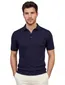 Born with Appetite wolf knitted poloshirt navy
