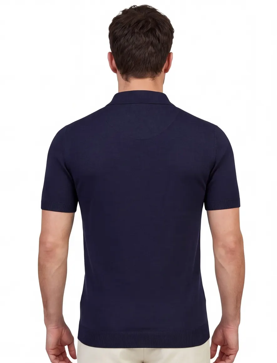 Navy poloshirt Born with Appetite met boord