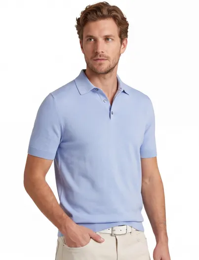 Born With Appetite Polo lichtblauw knitted Born with Appetite Gilmar 3-knoops