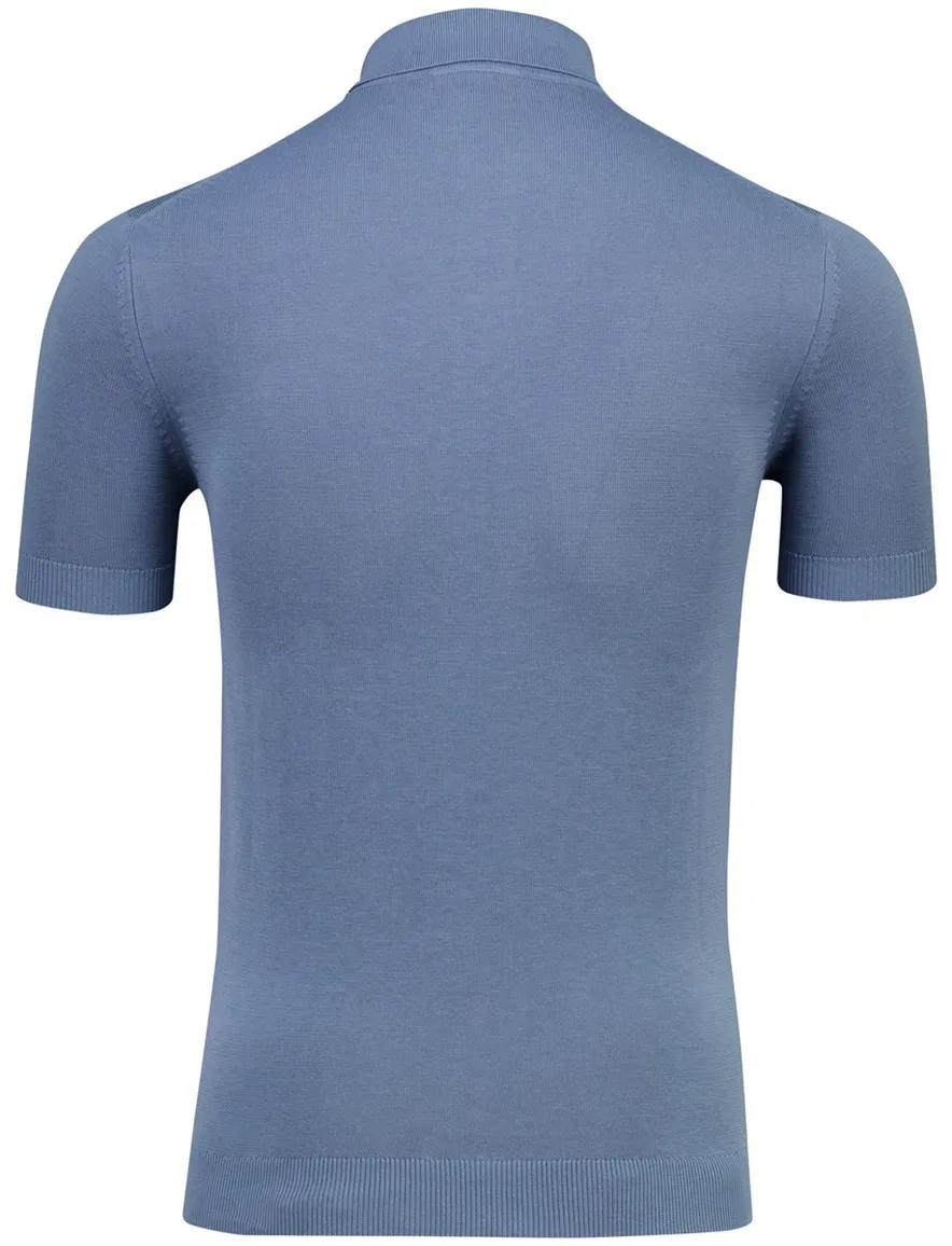 Born with Appetite wolf knitted poloshirt blauw