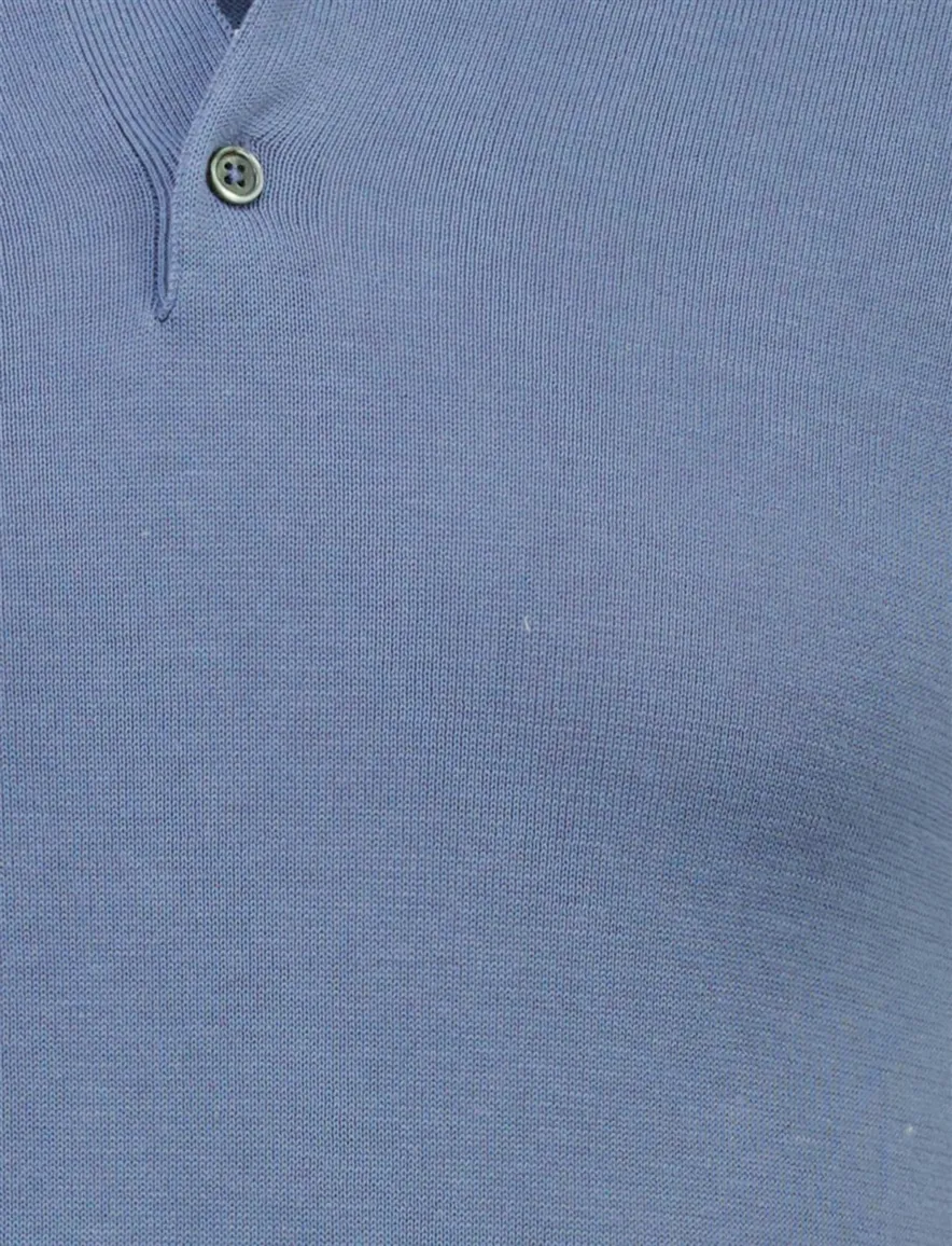 Born with Appetite wolf knitted poloshirt blauw