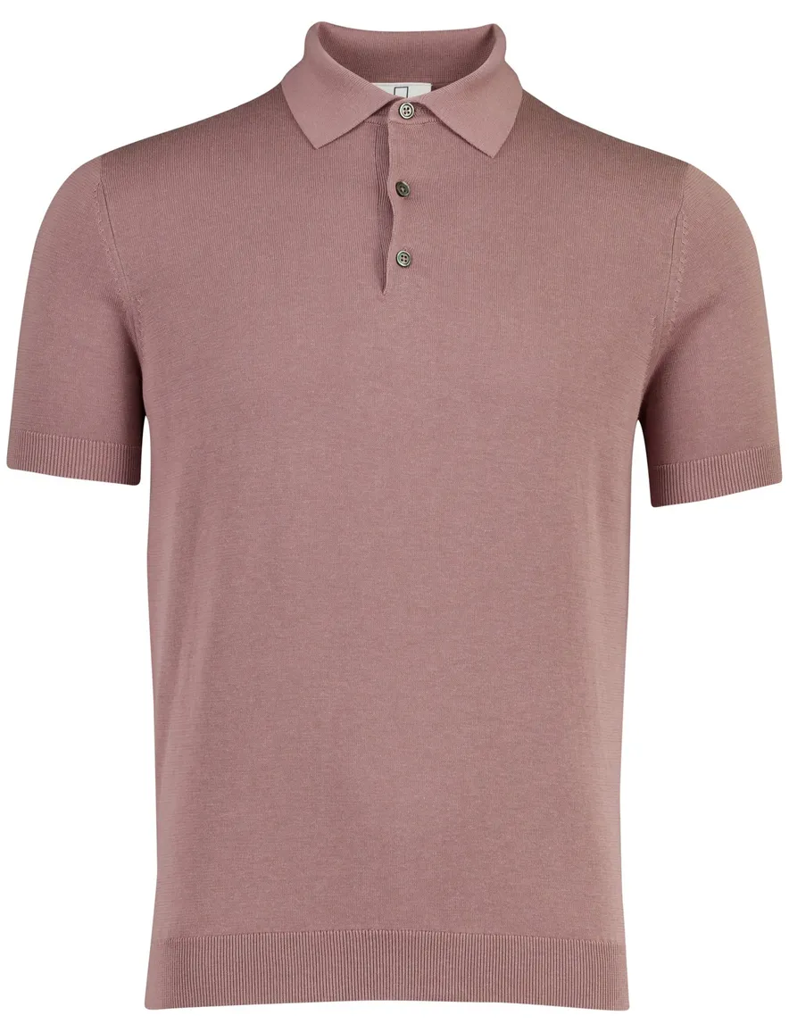 Polo oud roze knitted Born with Appetite met boord 3-knoops