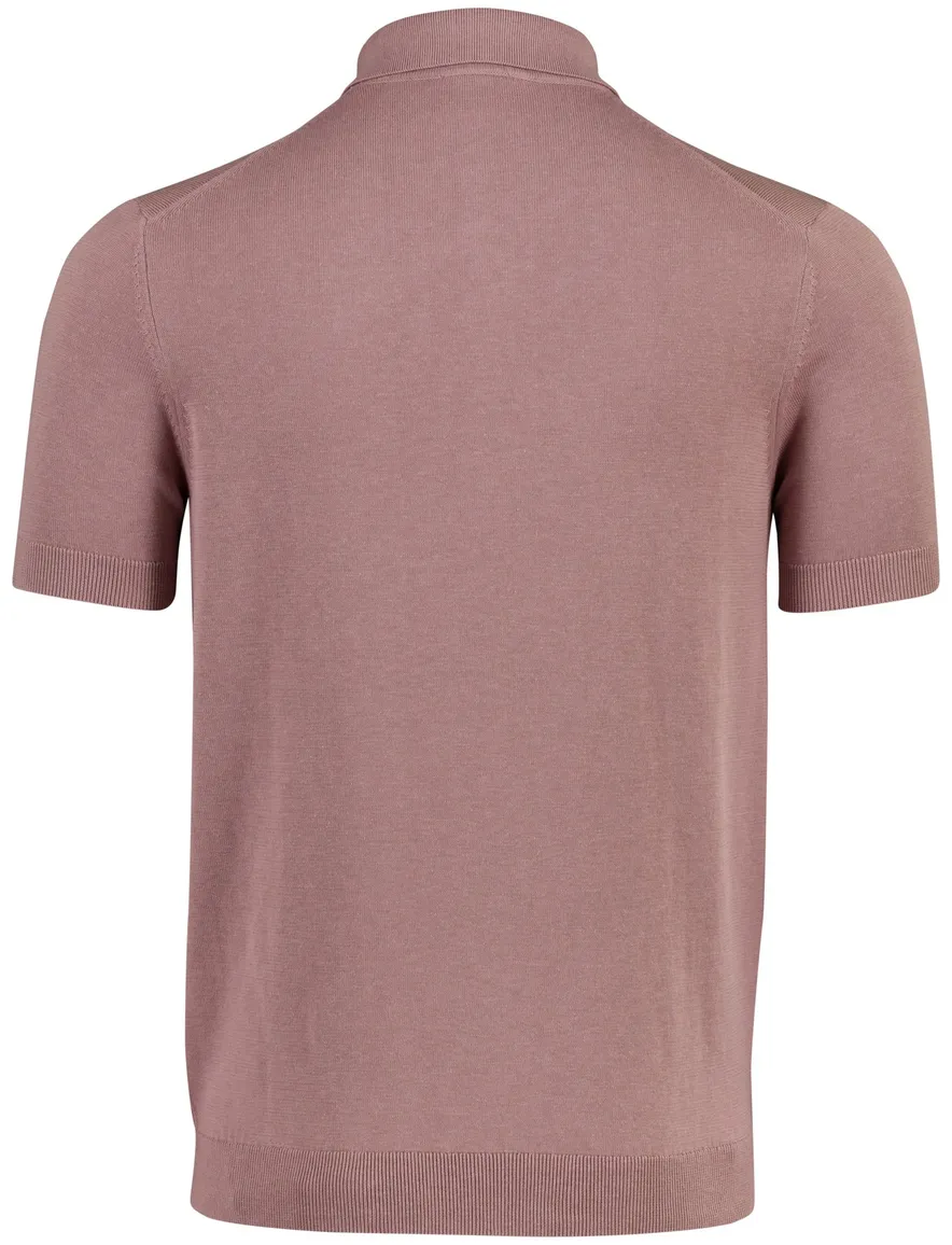 Polo oud roze knitted Born with Appetite met boord 3-knoops