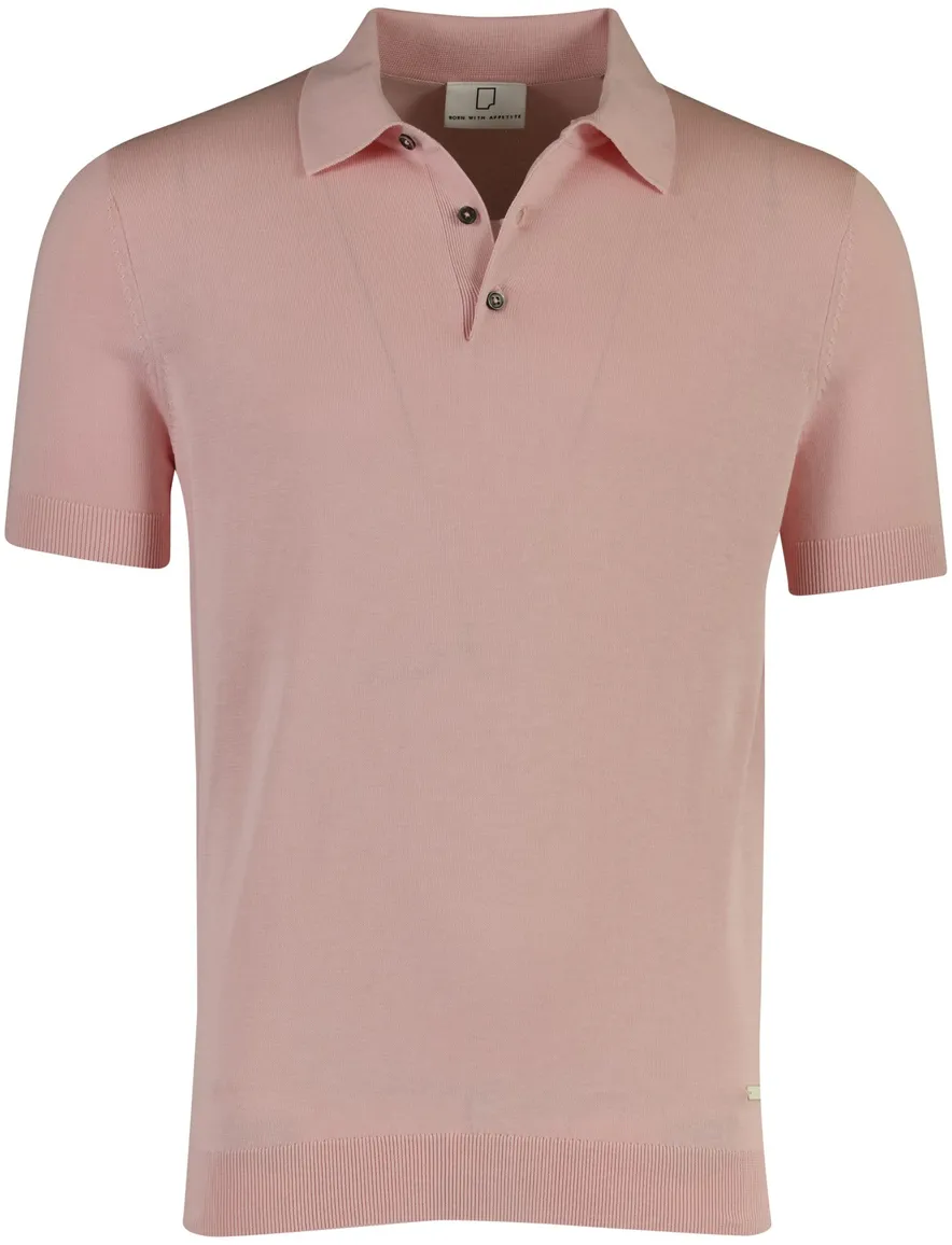 Born with Appetite poloshirt roze slim fit