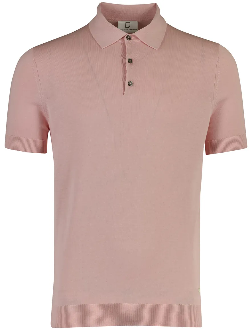 Roze poloshirt Born with Appetite korte mouw 3 knoops