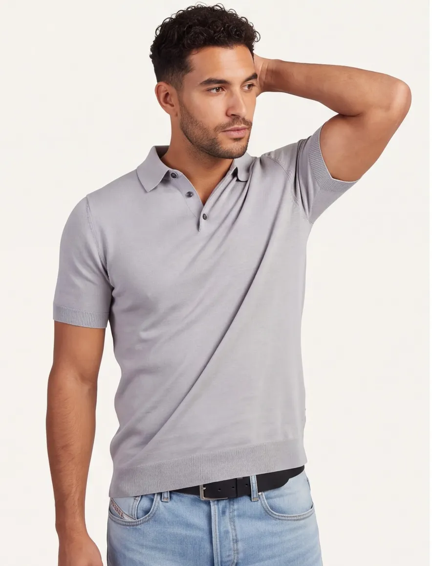 Born with Appetite grijs Wolf knitted polo