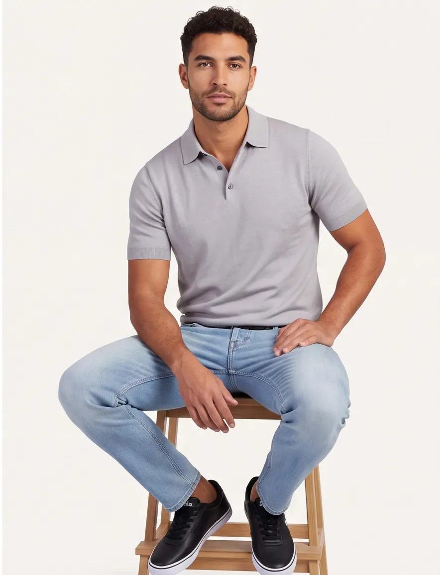 Born with Appetite grijs Wolf knitted polo