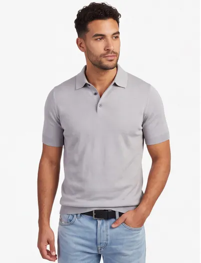 Born With Appetite Grijze polo Born with Appetite Wolf knit 3 knoops sluiting