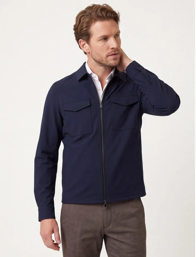 Overshirt donkerblauw Born with Appetite normale fit