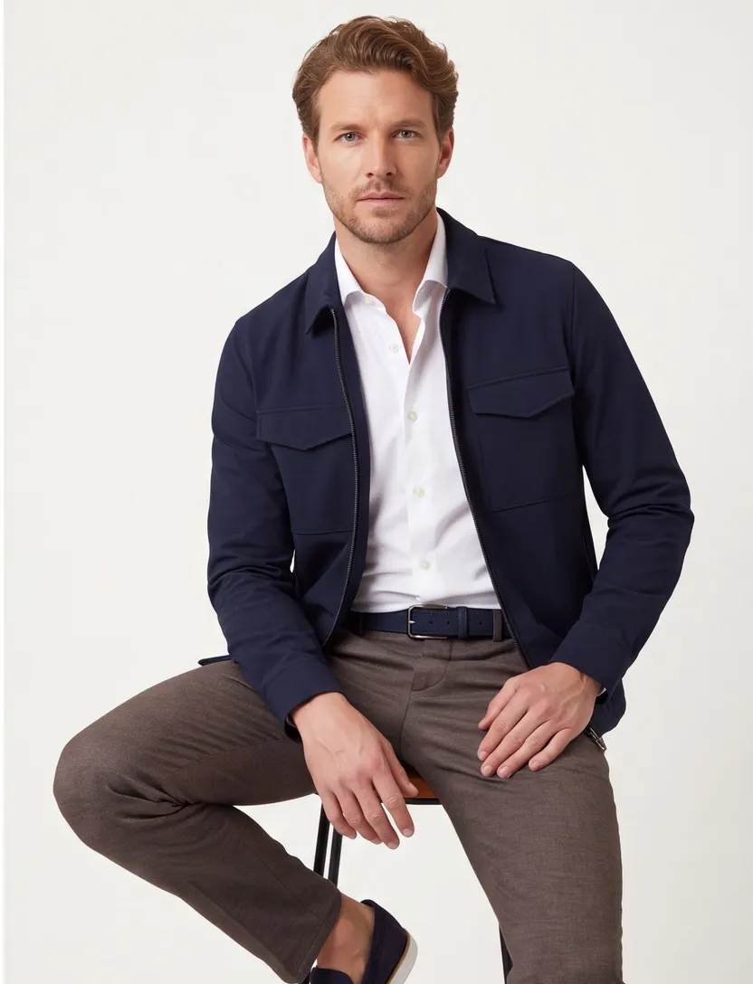 Overshirt donkerblauw Born with Appetite normale fit