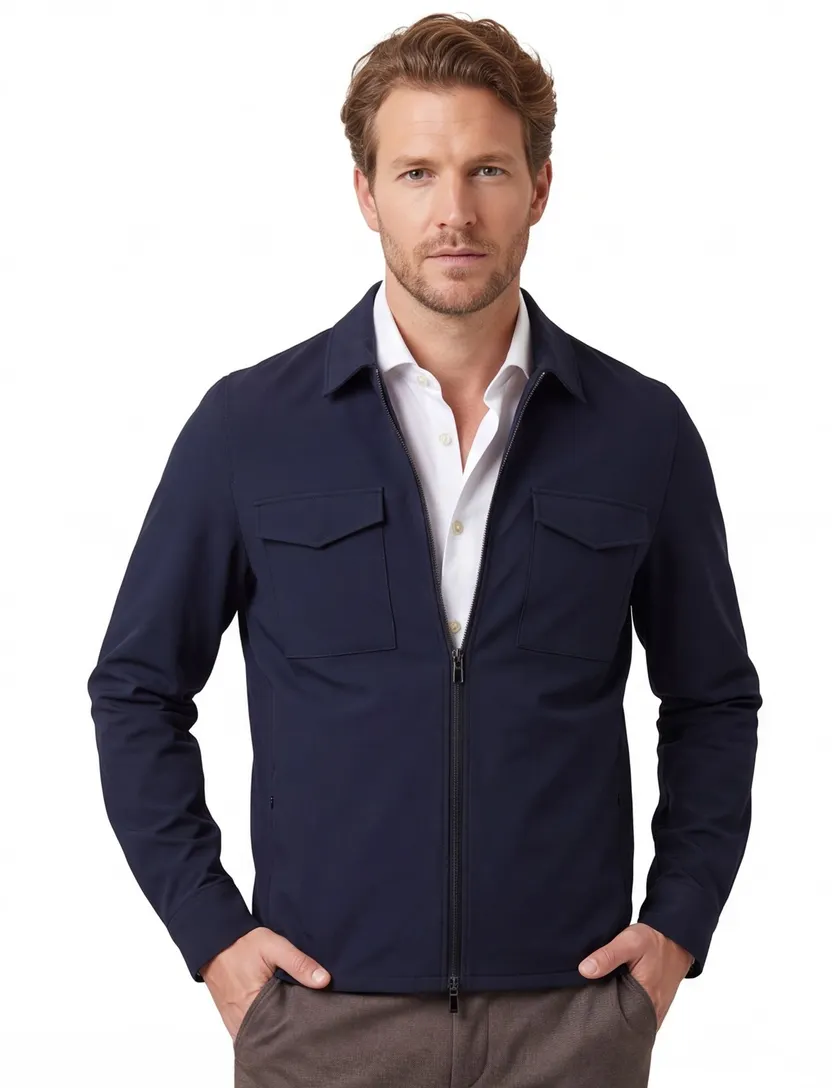 Overshirt donkerblauw Born with Appetite normale fit