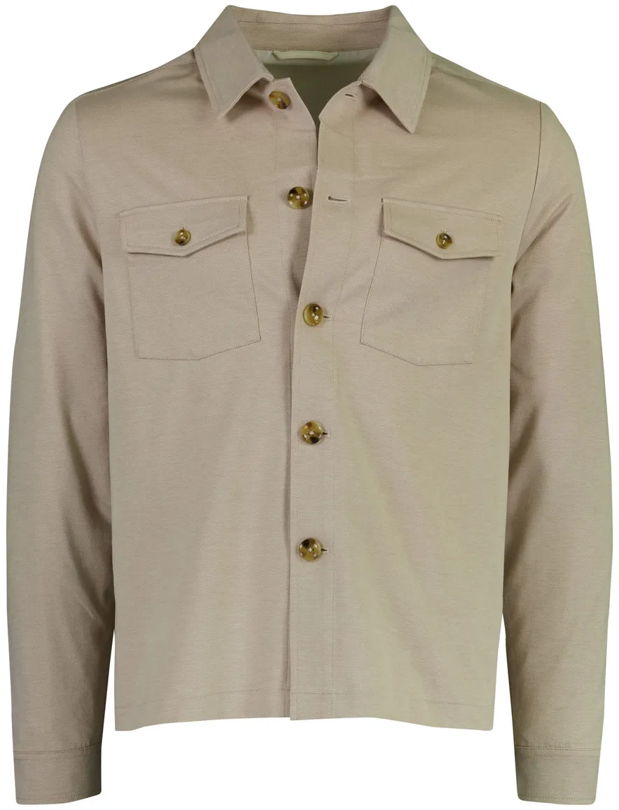 Overshirt Born With Appetite beige met borstzakken