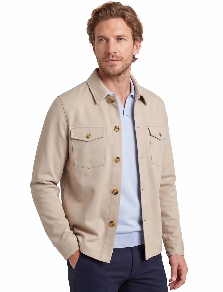 Overshirt Born With Appetite beige met borstzakken