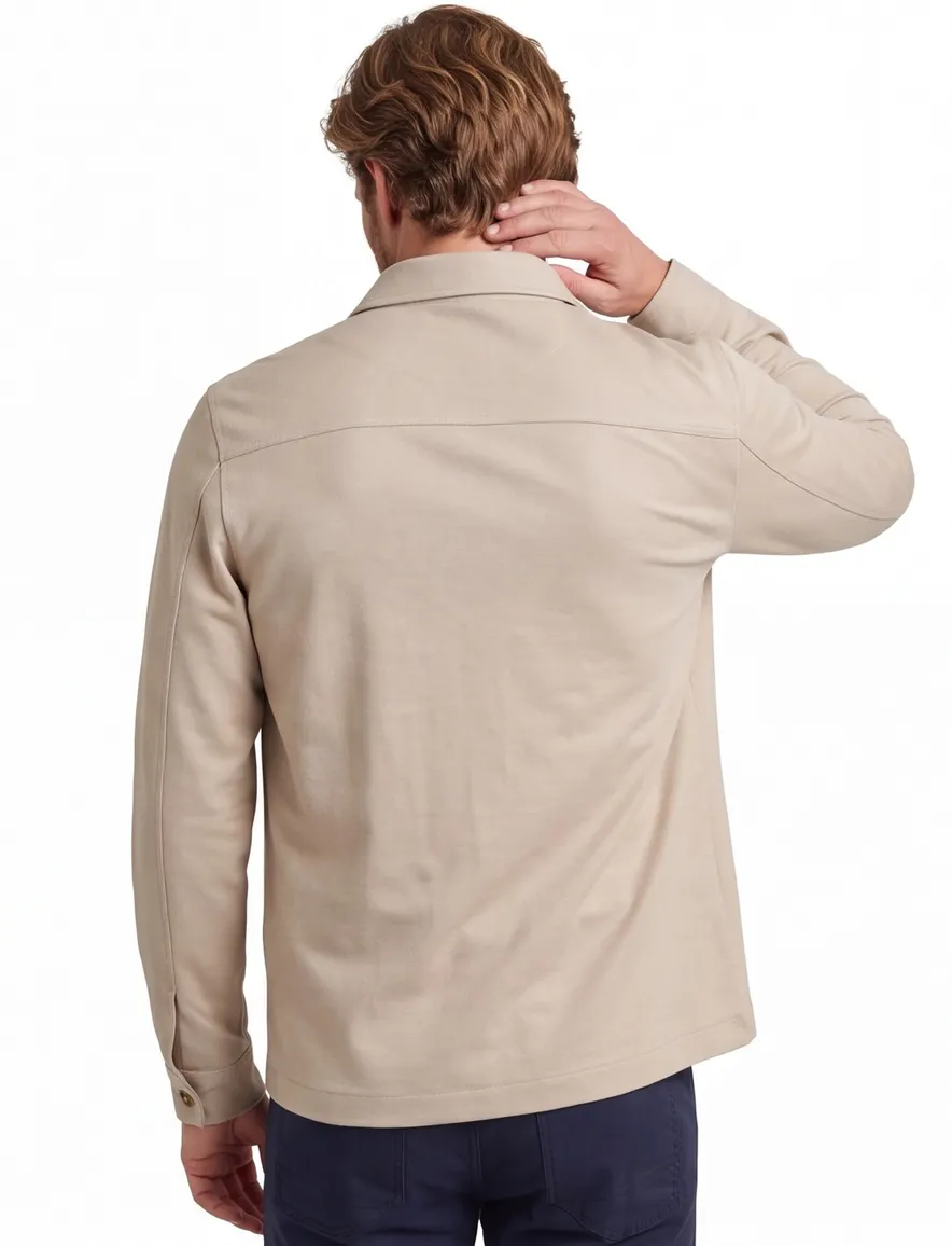 Overshirt Born With Appetite beige met borstzakken