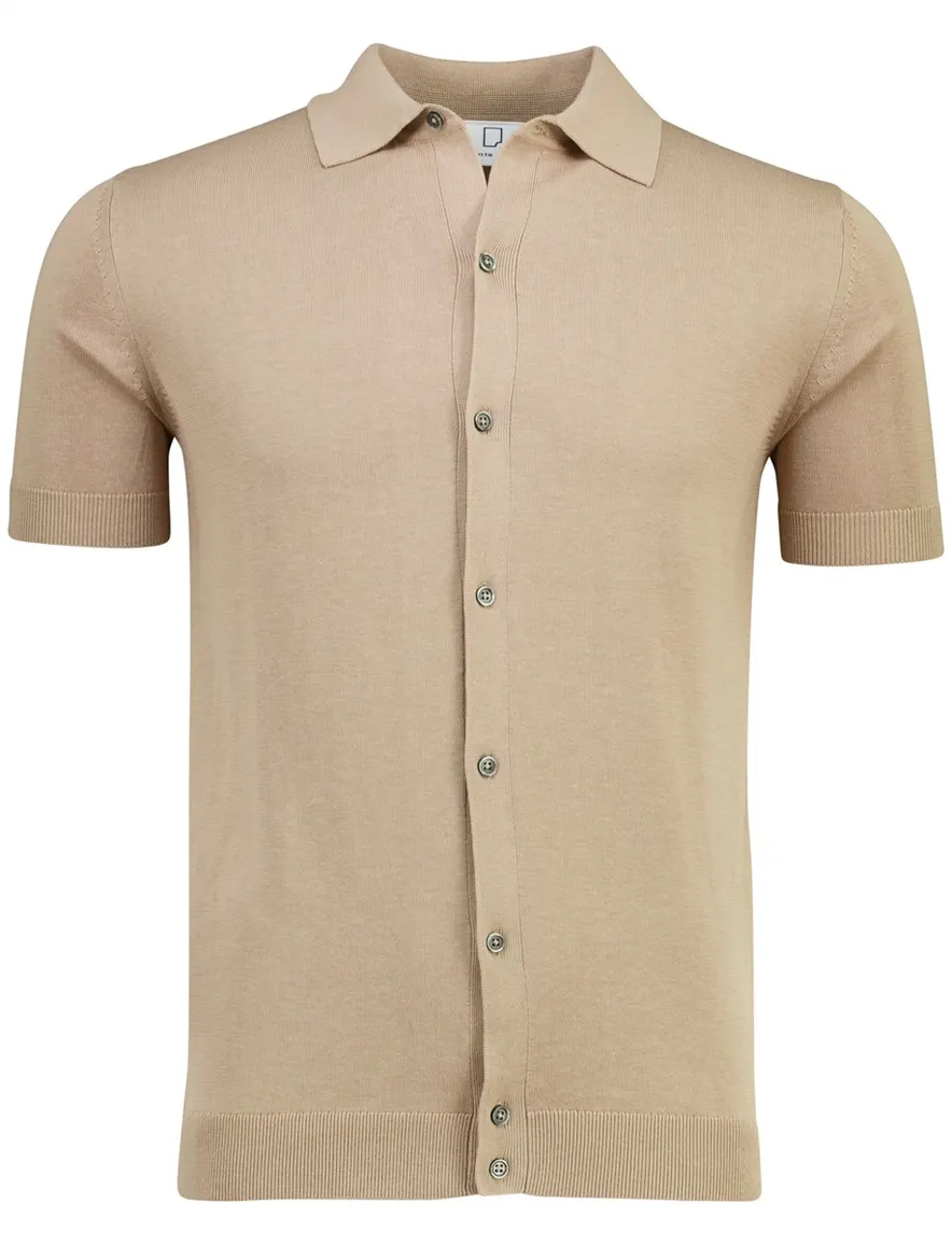 Beige doorknoop polo Born with Appetite fulton knitted