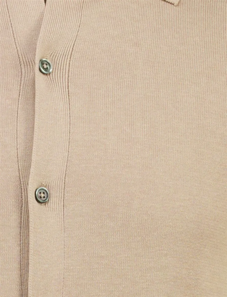 Beige doorknoop polo Born with Appetite fulton knitted