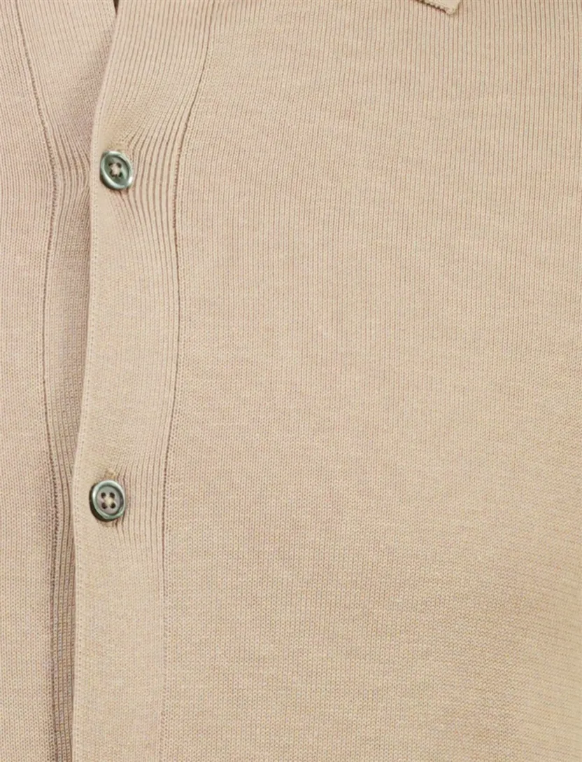 Polo Born with Appetite beige fulton knitted met boord doorknoop