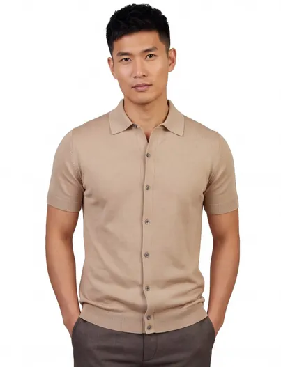 Born With Appetite Beige doorknoop polo Born with Appetite fulton knitted