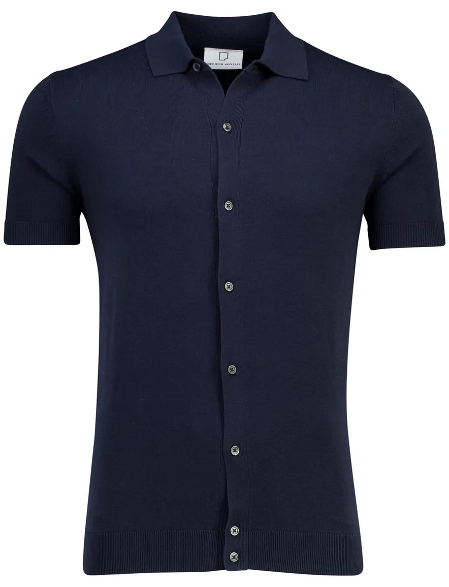 Born with Appetite fulton knit polo knopen navy