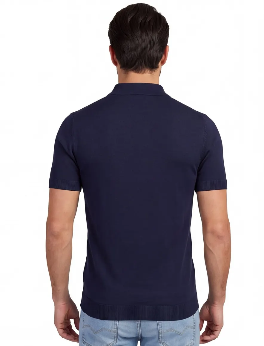 Navy doorknoop polo Born with Appetite met boord
