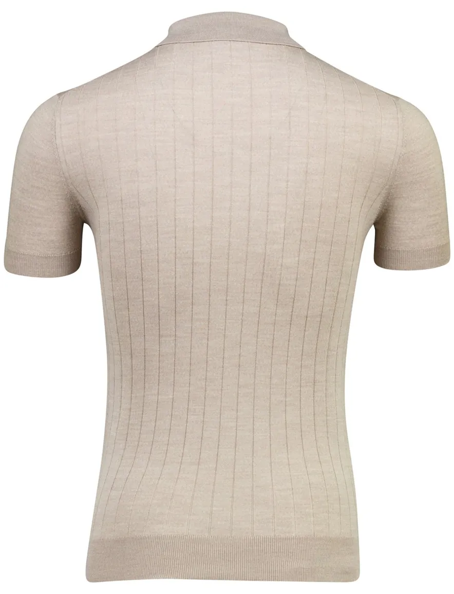 Beige polo Born with Appetite met boord ritssluiting