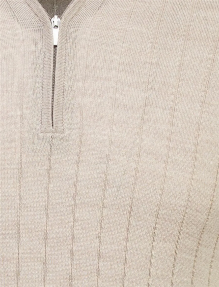 Beige polo Born with Appetite met boord ritssluiting