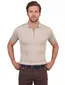 Beige polo Born with Appetite met boord ritssluiting