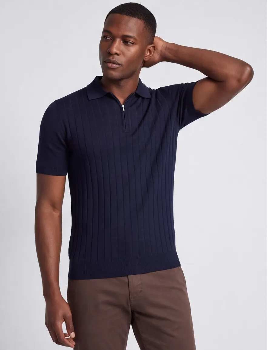 Navy polo Born with Appetite korte mouw met boord