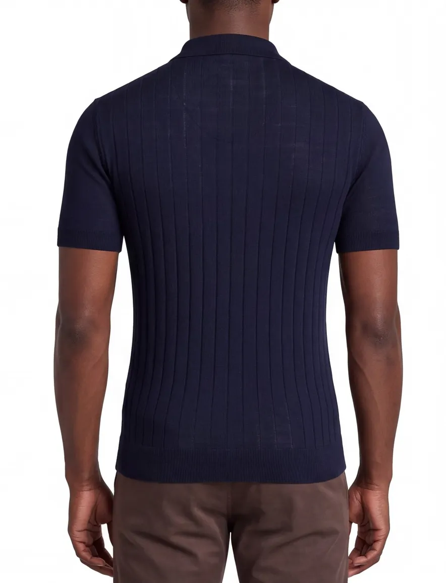 Navy polo Born with Appetite korte mouw met boord