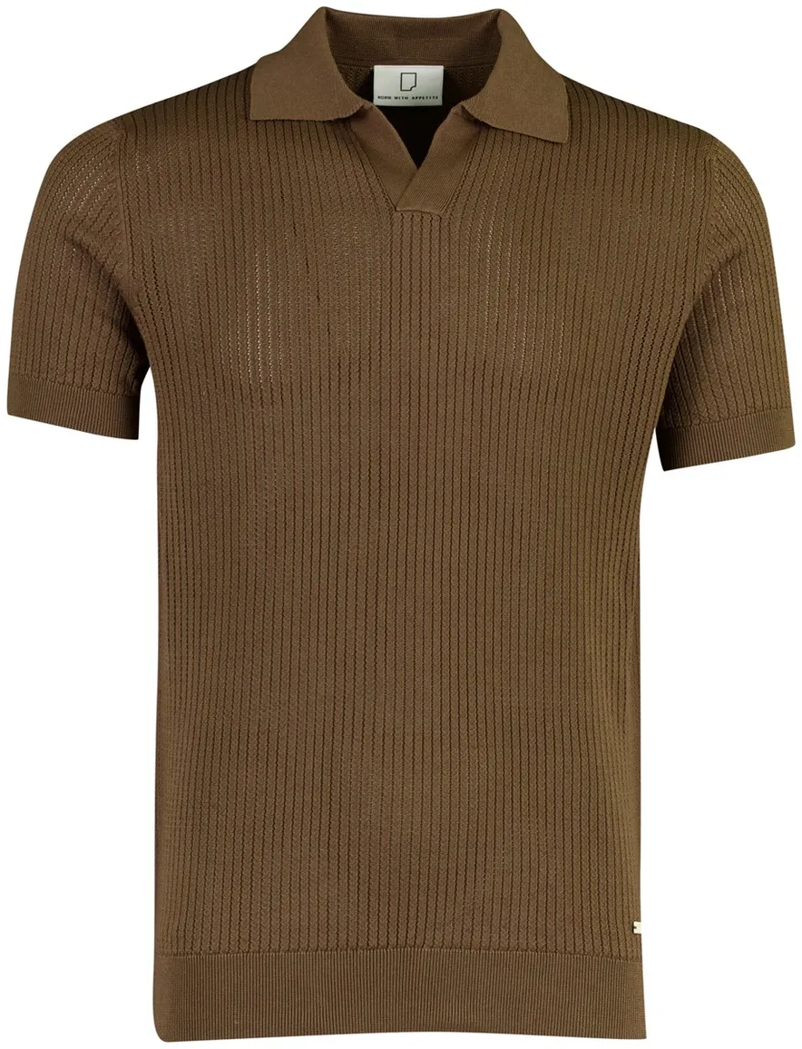 Born with Appetite Richard knitted polo bruin v-hals