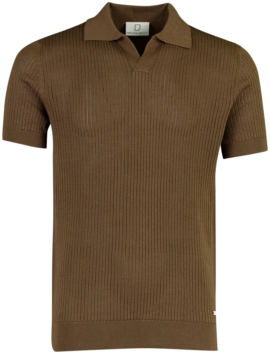 Born with Appetite Richard knitted polo bruin v-hals