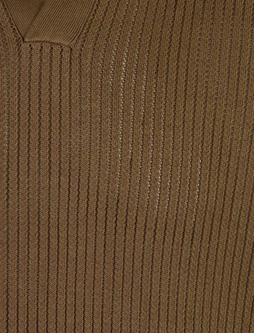 Born with Appetite Richard knitted polo bruin v-hals