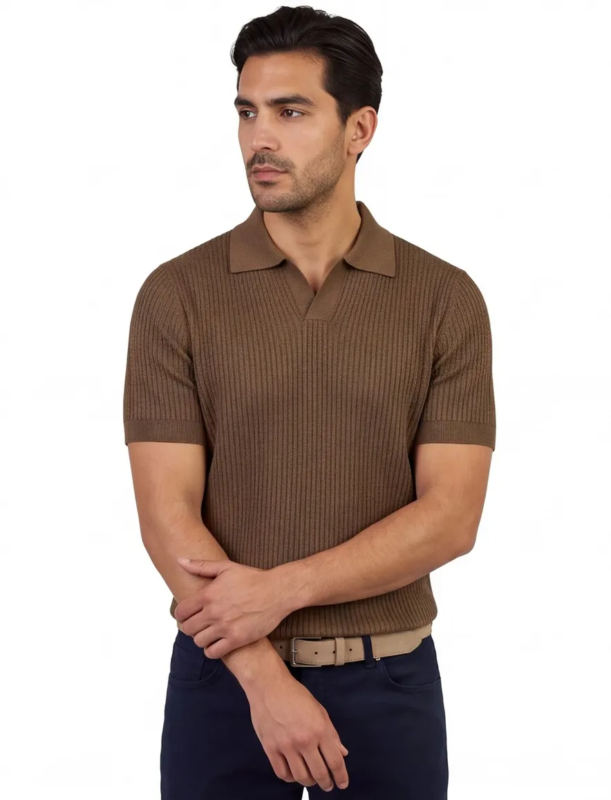 Born with Appetite Richard knitted polo bruin