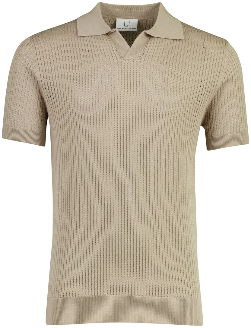 Beige polo Born with Appetite Richard knitted 100% katoen