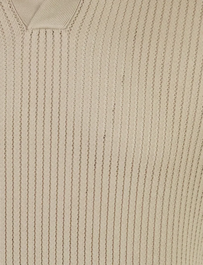 Beige polo Born with Appetite Richard knitted 100% katoen