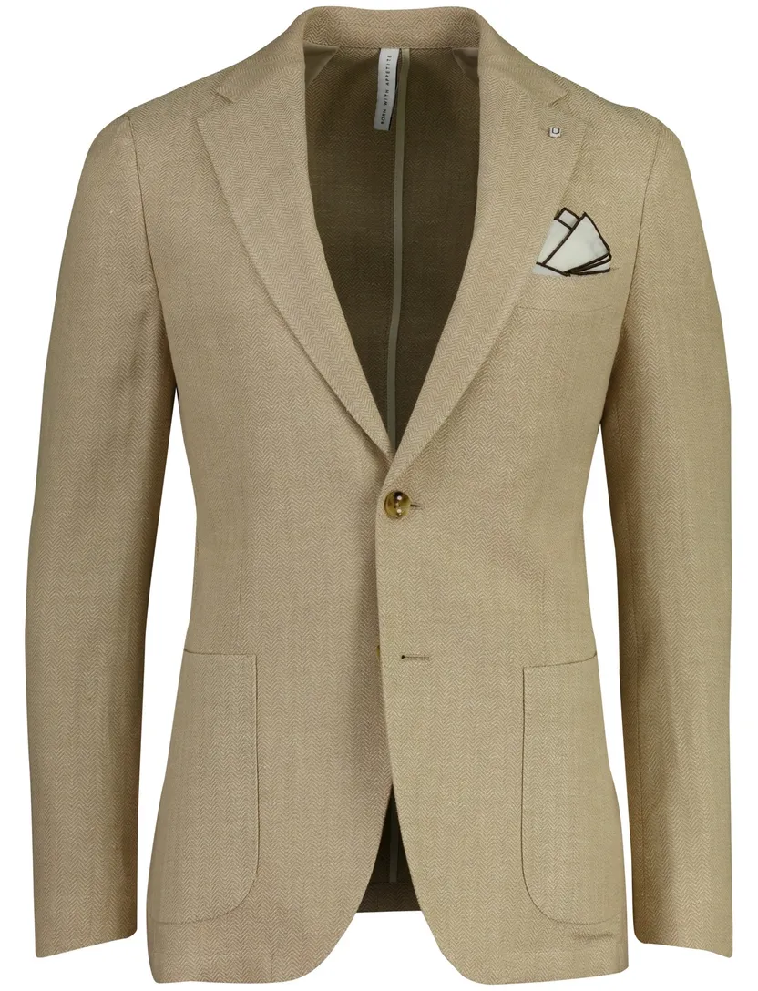 Linnen colbert met voering Born with Appetite beige slim fit