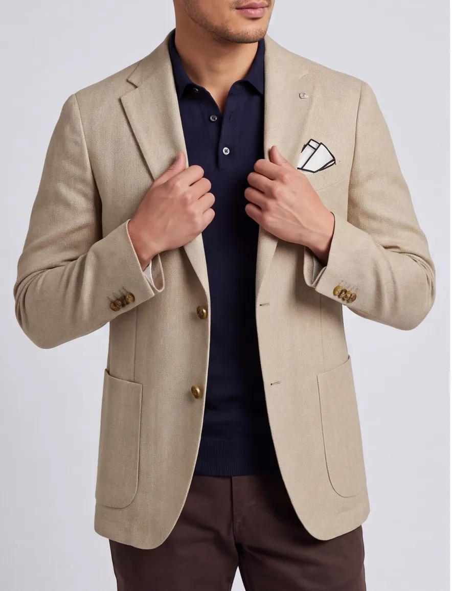 Colbert Born with Appetite beige slim fit linnen
